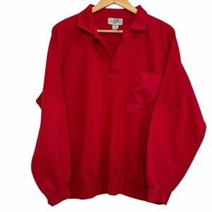 Northern Spirit Vintage Red Fleece Pullover Top L Made in Korea